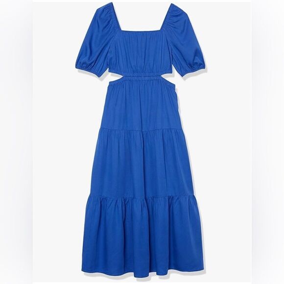 The Drop Anaya Maxi Dress | Square Neck, Cut-Out, Tiered, 3X, Dazzling Blue - Picture 4 of 13